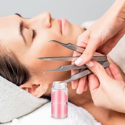 Beavorty 2Pcs Eyelash Extension Tweezers Cleaning Tool with Liquid Remover and Sponge Ball Eyelash Curler Cleaner for Lash Extension Application Supplies A