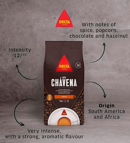 Delta Cafés Lote Chávena 1kg/35.2oz Whole Bean Coffee – Arabica & Robusta Blend, Brazil & Guatemala Origins, Full-Bodied Espresso with Chocolate, Malt & Hazelnut Notes