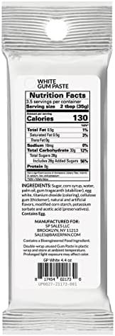 Bakerpan White Gum Paste for Cake Decorating, Create Flowers, Leaves, Elegant Ruffles - 4.4 Ounces, Vanilla Flavor (Made in USA)