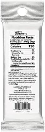 Bakerpan White Gum Paste for Cake Decorating, Create Flowers, Leaves, Elegant Ruffles - 4.4 Ounces, Vanilla Flavor (Made in USA)