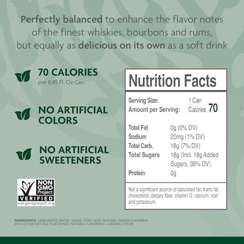 Fever-Tree Ginger Ale – Premium Mixer for Cocktails and Mocktails, 8.45 fl oz Cans, Pack of 4 – Naturally Sourced, Non-GMO