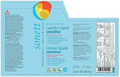 Sonett Organic Laundry Liquid Detergents, Sensitive (1 Count) For People With Allergies GMO Free Certified Organically Grown