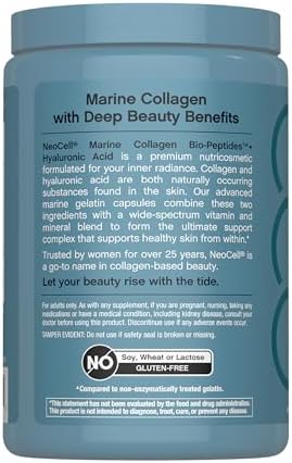 NeoCell Marine Collagen Peptides Capsules | 300 Pills | with Hyaluronic Acid | Plus Vitamin C | Superior Absorption Bio-Peptides for Women and Men | Premium Formula Supplement