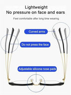 Ultra Light Anti Blue Presbyopic Glasses, Titanium Frame HD Reading Glasses with Spring Hinge, for Men Women