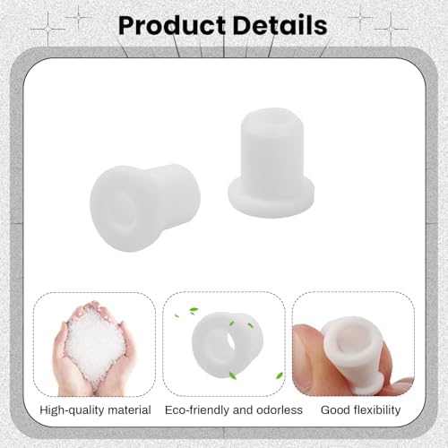 20PCS Rubber Grommets 1/4"(6mm) Drill Hole, 3/16"(4mm) ID Durable White Silicone Top Hat Grommets for Automotive Firewall, Wiring Protection