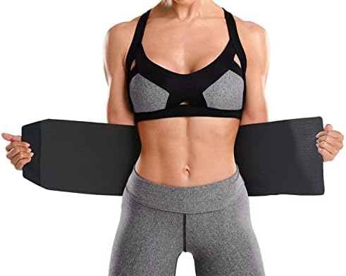 Bracoo Waist Trimmer Sweat Band for Women & Men, Sauna Belt for Lower Belly Fat, Adjustable Stomach Wrap for Workout, SE22