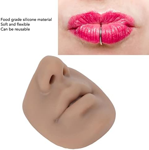 Silicone Nose Model, Soft Silicone Lip Piercing Model, Practice Skin, Realistic Fake Nose, Piercing Face Model for Jewelry Display & Makeup Tattooing & Piercing Practice Body