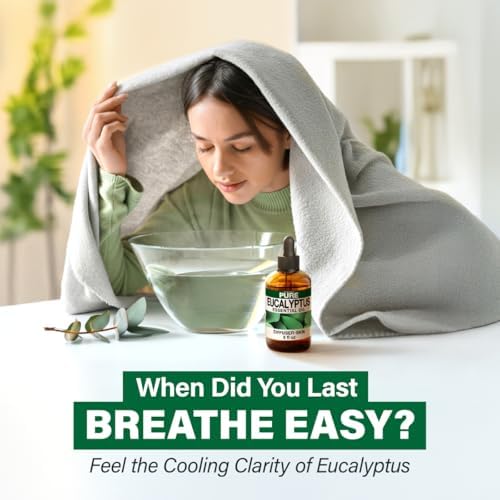 100% Pure Eucalyptus Oil - 4 Fl Oz Eucalyptus Essential Oil for Hair, Skin, Diffuser, Aromatherapy & DIY Soap Making Scent