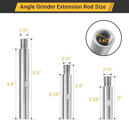5/8"-11 Angle Grinder Extension Rod Kit, for Angle Grinder Car Polishing Machine Pads Backing Plate Electric Polisher, 3", 3.9", 5.5" Grinder Extension Shaft