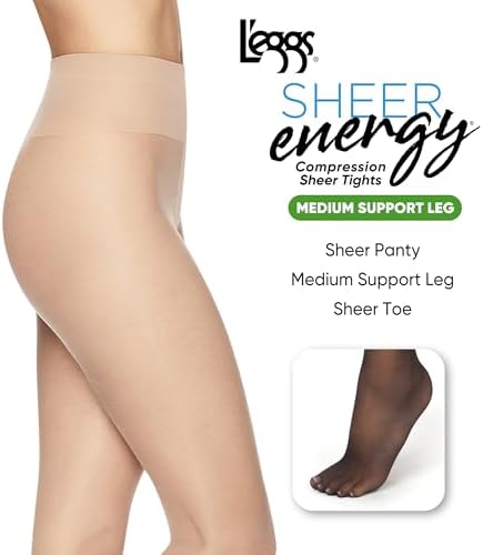 L'eggs Women's Sheer Energy Sheer-panty, Sheer Toe Pantyhose