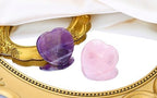 QINJIEJIE 2PCS Rose Quartz Crystals Heart Stones Amethyst Hearts Crystal Worry Stones for Anxiety Thumb Palm Polished Gemstone Pocket Gem Hearts Gifts Valentine's Day Gifts Stocking Stuffers for Women