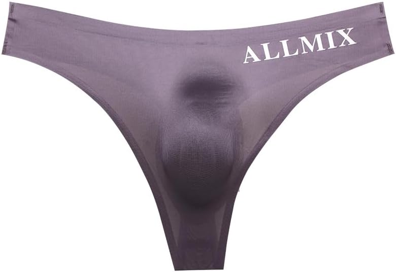 Men's Brief Underwear Ice Silk See Through Sexy Underpants Sports Letter Thong Underwear Seamless Thong Bikini