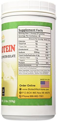 Beef Protein Powder, Vanilla, 2.3 Pound