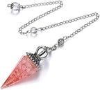 Jovivi Natural Rose Quartz Crystal Pendulums for Divination Dowsing 6 Facted Crown Hexagonal Pointed Resin Chip Stones Healing Reiki Chakra Gemstone Pendulum Pendant Wiccan Witchcraft