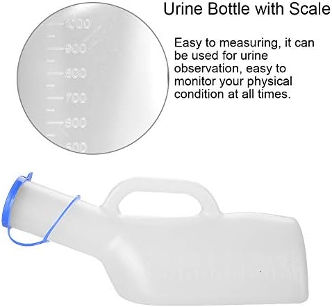 Men Plastic Urinal, Spill Proof Thick Plastic Pee Urinal Bottle for Incontinence, Portable Male Elderly Bedridden Patient Urine Pee Bottle for Health Care, 1000ml (2PCS)