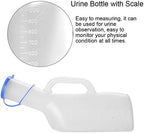Men Plastic Urinal, Spill Proof Thick Plastic Pee Urinal Bottle for Incontinence, Portable Male Elderly Bedridden Patient Urine Pee Bottle for Health Care, 1000ml (2PCS)