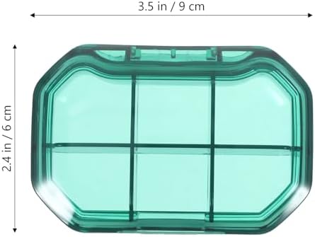 Beaupretty Mini Weekly Pill Organizer Box 7-Day Small Daily Medicine Organizer Container with 6 Compartments, Green Travel Portable Pill Case for Supplements and Medication