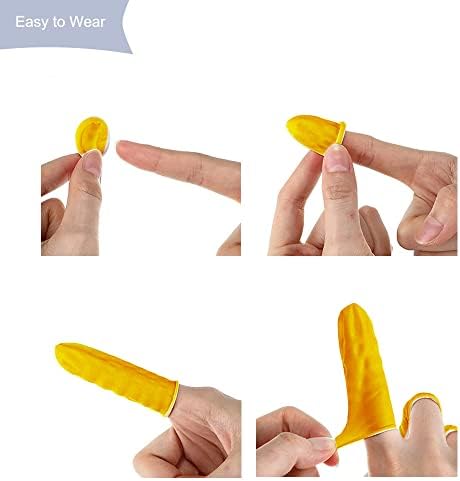 200pcs Latex Finger Cots Protective Fingertips Gloves Rubber Industrial Fingerstall Sleeves (Yellow)