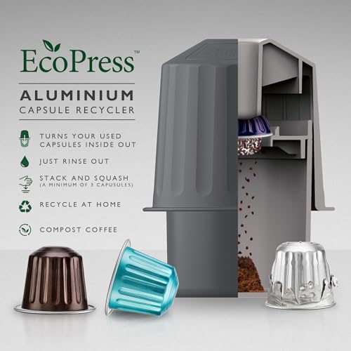Dualit EcoPress Aluminium Coffee Capsule Recycling Tool - Nespresso Compatible Recycler - Premium Eco Friendly Tool Nespresso Capsules & Coffee Grounds