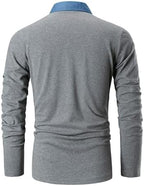 LIUPMWE Men's Shirt Long Sleeve Polo Shirt for Men Basic Slim Fit Long Sleeve Polo Men's Shirts with Pocket Golf Shirts