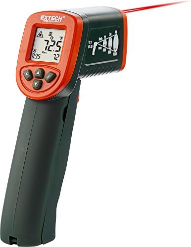 Extech IR267 Mini Infrared Thermometer with Type-K Input - Dual Laser Targeting, -58 to 1112°F Range, Adjustable Emissivity, Backlit LCD, Min/Max/Hold
