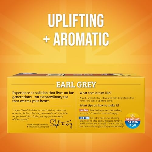 Twinings Earl Grey Black Tea Individually Wrapped Bags, 100 Count (Pack of 1), Flavoured with Citrus & Bergamot, Caffeinated, Enjoy Hot or Iced, 100 Teabags