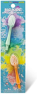 RADIUS Big Kidz Forever Brush Replaceable Heads for Children, 6 Years and Up, BPA Free ADA Accepted for Growing Teeth and Gums, 2 Heads - Extra Soft