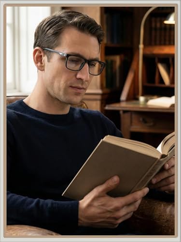 LianSan Progressive Multifocus Reading Glasses for Men,No-Line Blue Light Blocking Multifocal Computer Readers Anti Eyestrain(2 Colors/Progressive Top is not Zero,2.0x)