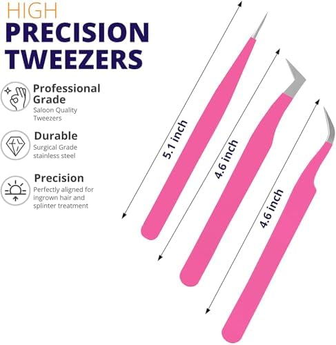 SIVOTE Lash Tweezers for Eyelash Extensions for Volume, Isolation & Classic Lashes, 6 Pack, Black & Pink