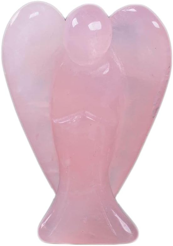 Justinstones Carved Rose Quartz Peace Angel Pocket Guardian Angel Healing Statue 2 inch