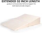Contour Folding Wedge Pillow Extended Length- 7x24x32 Inch Bed Wedge for Elevated Sleeping, GERD & Acid Reflux Relief, Snoring Support - Folding Triangle Pillow with Washable Cover, High-Density Foam