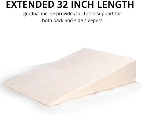 Contour Folding Wedge Pillow Extended Length- 7x24x32 Inch Bed Wedge for Elevated Sleeping, GERD & Acid Reflux Relief, Snoring Support - Folding Triangle Pillow with Washable Cover, High-Density Foam