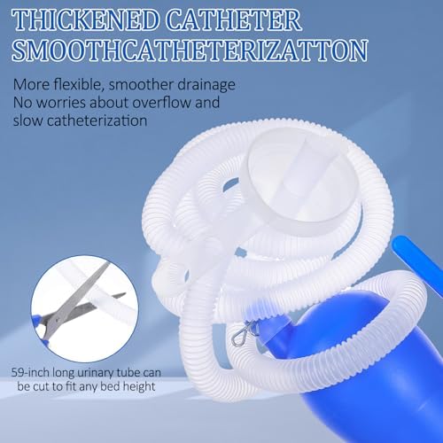 Portable Urinals for Men, 2000ml Urinal Bottles, Spill Proof Male Portable Pee Bottle, Reusable Thicken Men's Potty, 59" Long Tube with Lid for Camping Car Travel Bed Emergency Device