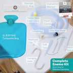 Medi Grade Enema Kit for Adults, 0.53 Gal Capacity - Transparent, Hands-Free with One-Way Valve, 4 Tips and Enema Bag - Enemas for Colon Cleanse for Women and Men - for Coffee Enema & Colon Cleansing