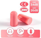 10Pairs Foam Earplugs, Noise Cancelling Ear Plugs for Sleeping Hearing Protection for Shooting Range, Work, Travel,Concert Pink