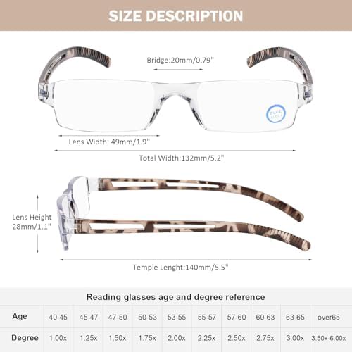 AQWANO 5 Pack Rimless Computer Reading Glasses 1.0 Blue Light Blocking, Fashion Frameless Readers for Women Men Lightweight & Comfortable Anti Glare/UV/Eyestrain, 1.0