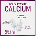 Calcium 1200 mg per Serving with Vitamin D3 - Bone Health Support Supplement, Calcium Supplements for Women & Men - Bone Strength, Teeth, Immune Support, Calcium Carbonate, USA Bottled - 60 Tablets