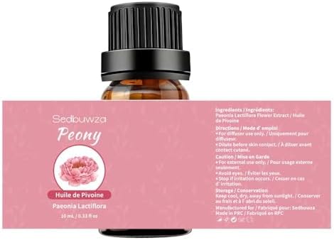 Sedbuwza Peony Essential Oil, Pure Organic Peony Fragrance Oil for Diffuser, Humidifier, Soap, Candle, Perfume
