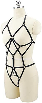 LIVE4COOL Women Harness Cupless Cage Bra Set Elastic Lingerie for Women Adjustable Hollow Out Strappy Set Sexy Strap Belt