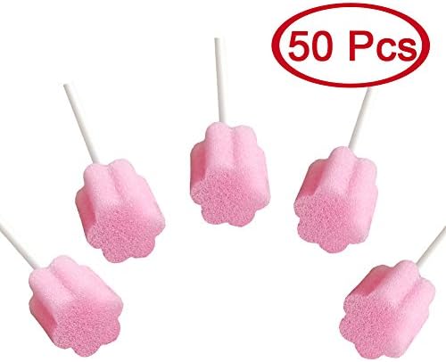 Disposable Oral Swab Mouth Cleaning Sponge Swabsticks Singe-use Plum Blossom Shaped Untreated Unflavored, box of 50 counts