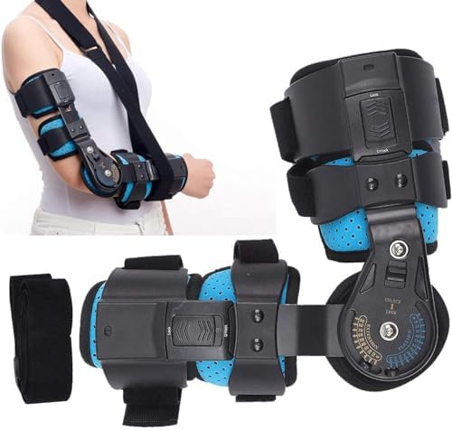 Adjustable Hinged ROM Elbow Brace, Post OP Elbow Brace Stabilizer Splint Arm Injury Recovery Support After Surgery,Left