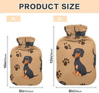 Cute Dachshund Dogs Brown Hot Water Bottles with Soft Cover Warm Water Heat Bottles for Menstrual Cramps Pain Relief Medium