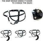Strapon Dildo Harness with Anal Plug Tail – Adjustable Black Double Penetration Fetish Harness for Anal & Vaginal Use – Unisex Strap for Couples(waist 32"-70")