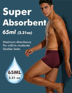 AIRCUTE Washable Incontinence Underwear for Men Leakproof Urinary Bladder Leakage Protection Panties Absorbency Boxer Briefs 62ml 5Pack (M,5 Color)