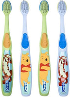 Oral-B Baby Manual Toothbrush, Pooh Characters, 0-3 Years Old, Extra Soft (Characters Vary) - Pack of 4
