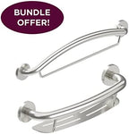 HEALTHCRAFT Plus Series Grab Bar 19.5" Shampoo Shelf / 24" Towel Bar Combo Pack in Brushed Stainless Steel