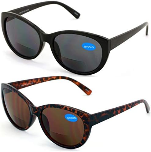 V.W.E. 2 Pairs Women Bifocal Reading Sunglasses Reader Glasses Cateye Vintage Jackie Oval