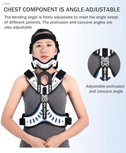 Head Neck Chest Orthosis, Adjustable Height Full Spine Immobilizer, Knob Adjustment/Removable, for Relieves Muscle Tension/Improves Back Posture