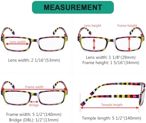 Eyekepper 4 Pack Ladies Reading Glasses - Colorful Stripe Design Readers for Women Reading +1.50