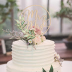 Mr & Mrs Cake Topper Greeny Wedding Cake Topper in Wood (Design 02)